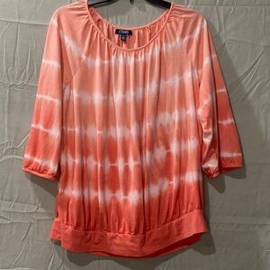 Chaps Women's Coral Tie-Dye Blouse